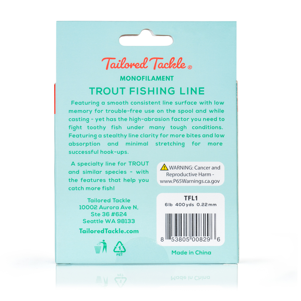 Mobile Trout Fishing Line Monofilament 6lb 400yds Spool Ultra Clear Back